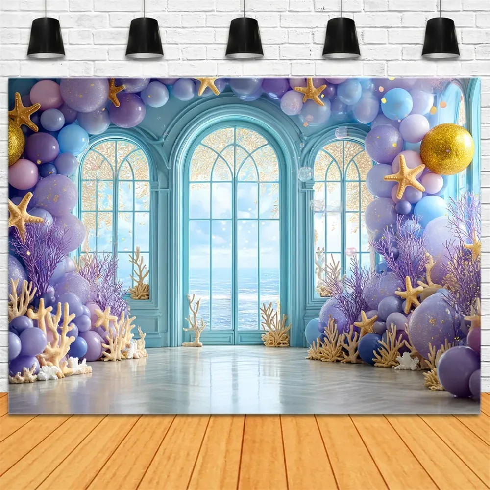 Fonds pour cake smash Fond d'anniversaire Ocean Window Abricot Dream TWW59-218