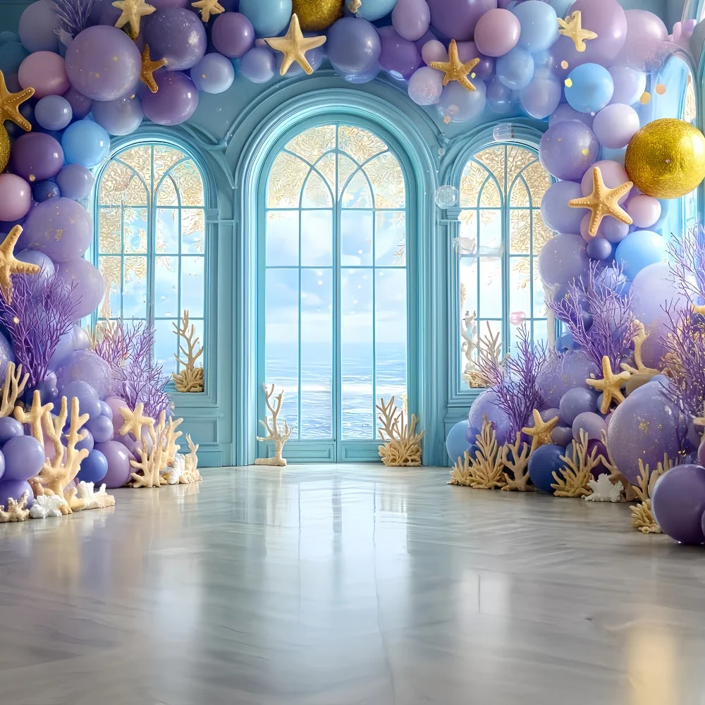 Fonds pour cake smash Fond d'anniversaire Ocean Window Abricot Dream TWW59-218
