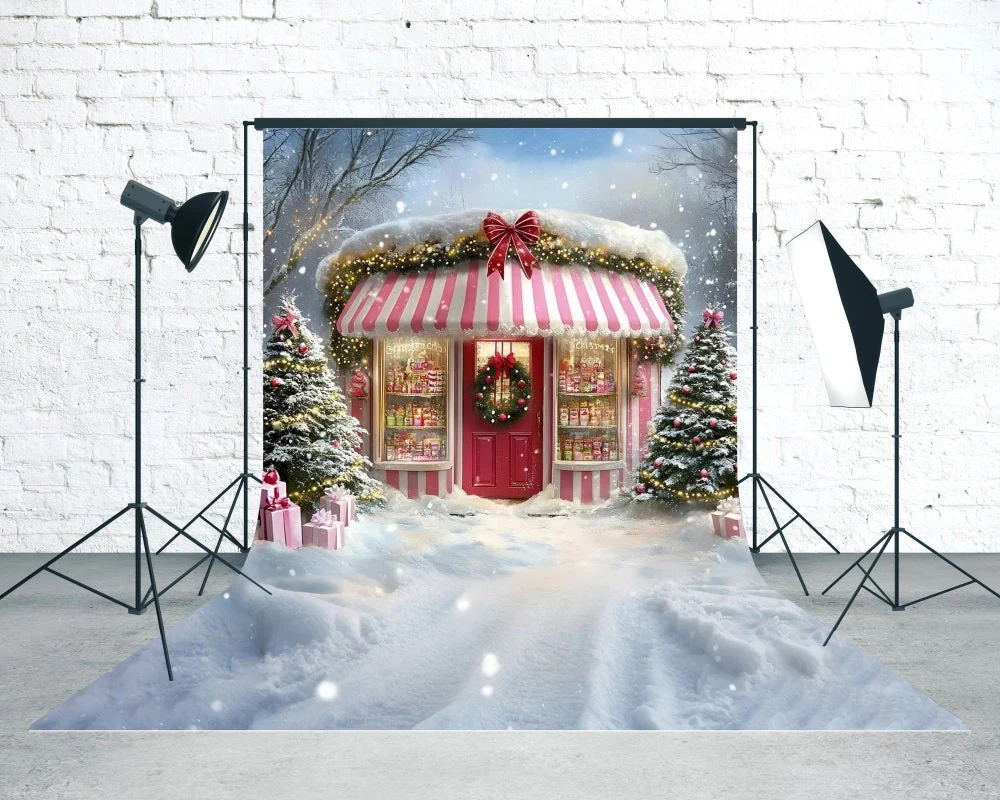 Toile de fond Noël Boutique de Desserts Enneigée MRR8-115