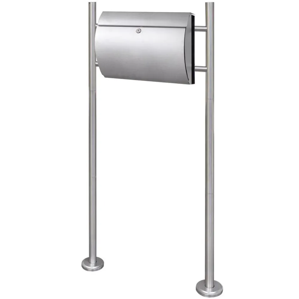 Boite aux lettres design contemporain acier inoxydable sur pieds 120 cm 1002005