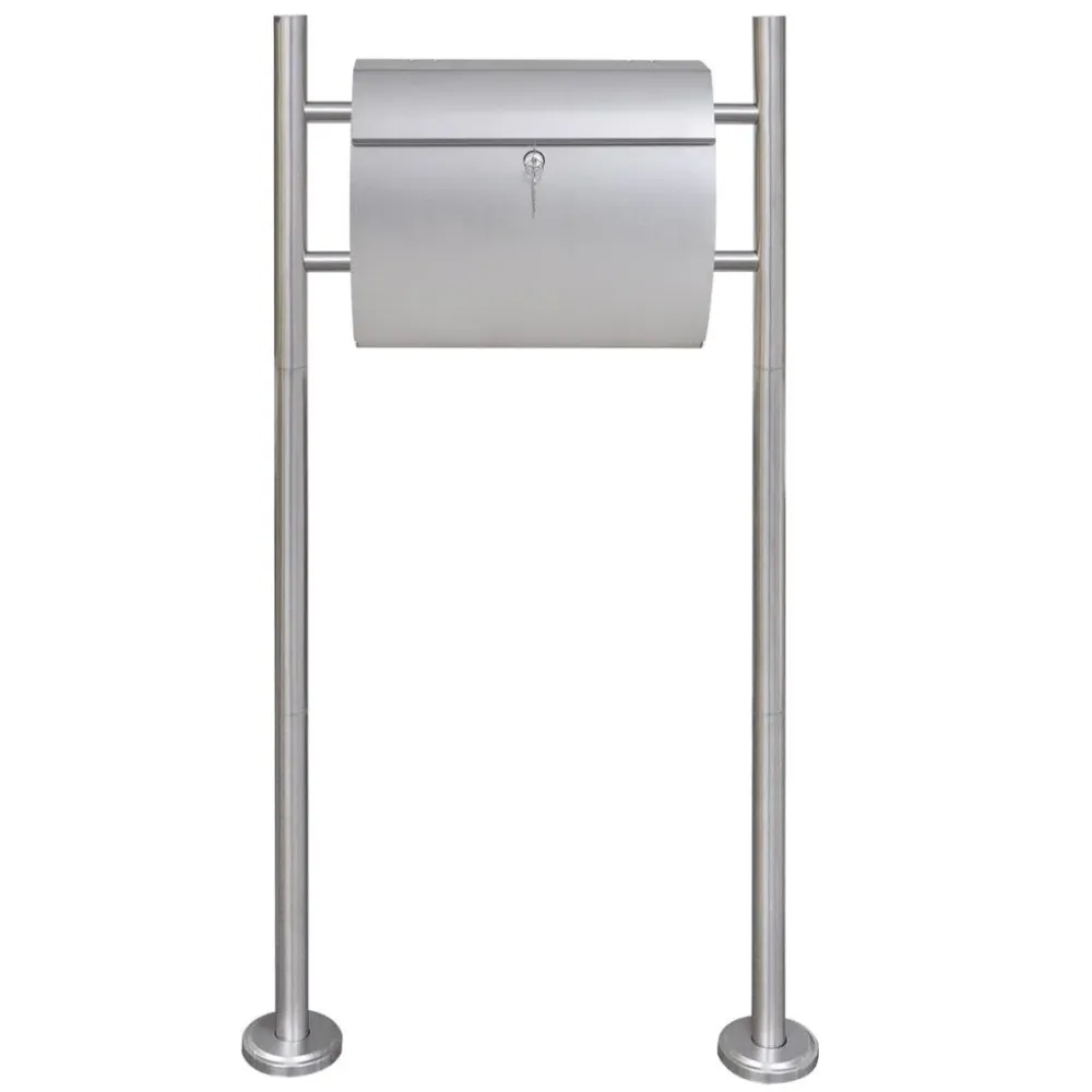 Boite aux lettres design contemporain acier inoxydable sur pieds 120 cm 1002005