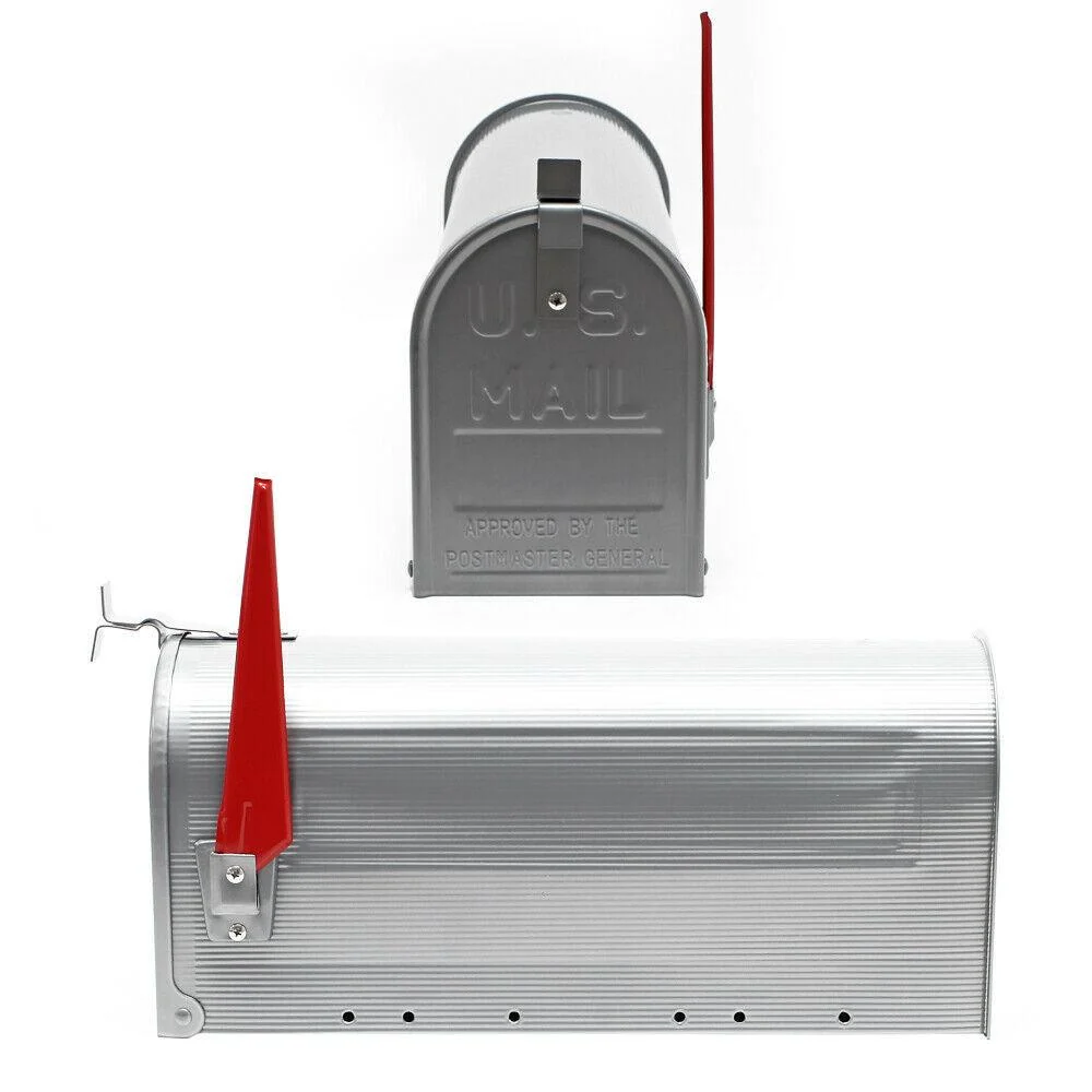 Boite aux lettres style américain boite postale sur pied us mailbox argenté 16_0000085