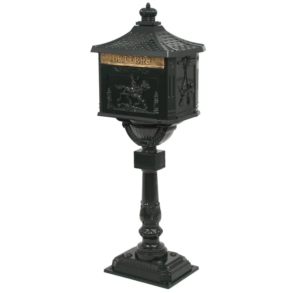 Boîte aux lettres sur pied aluminium ancien antirouille vert 02_0041553