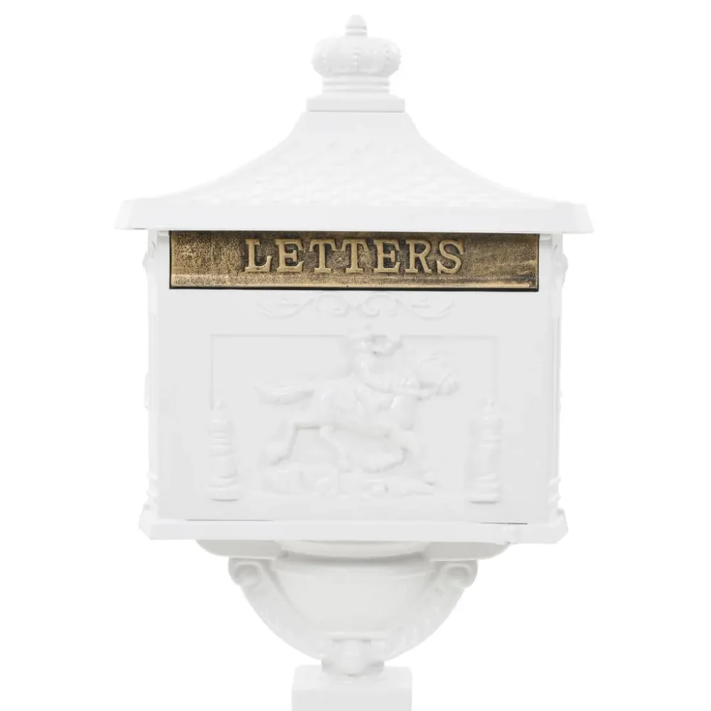 Boîte aux lettres sur pied aluminium rétro antirouille blanc 02_0041552