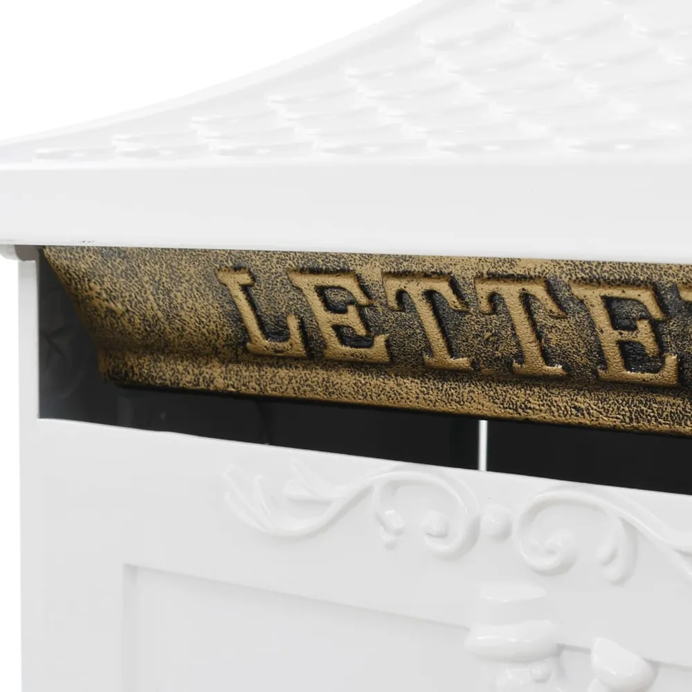 Boîte aux lettres sur pied aluminium rétro antirouille blanc 02_0041552