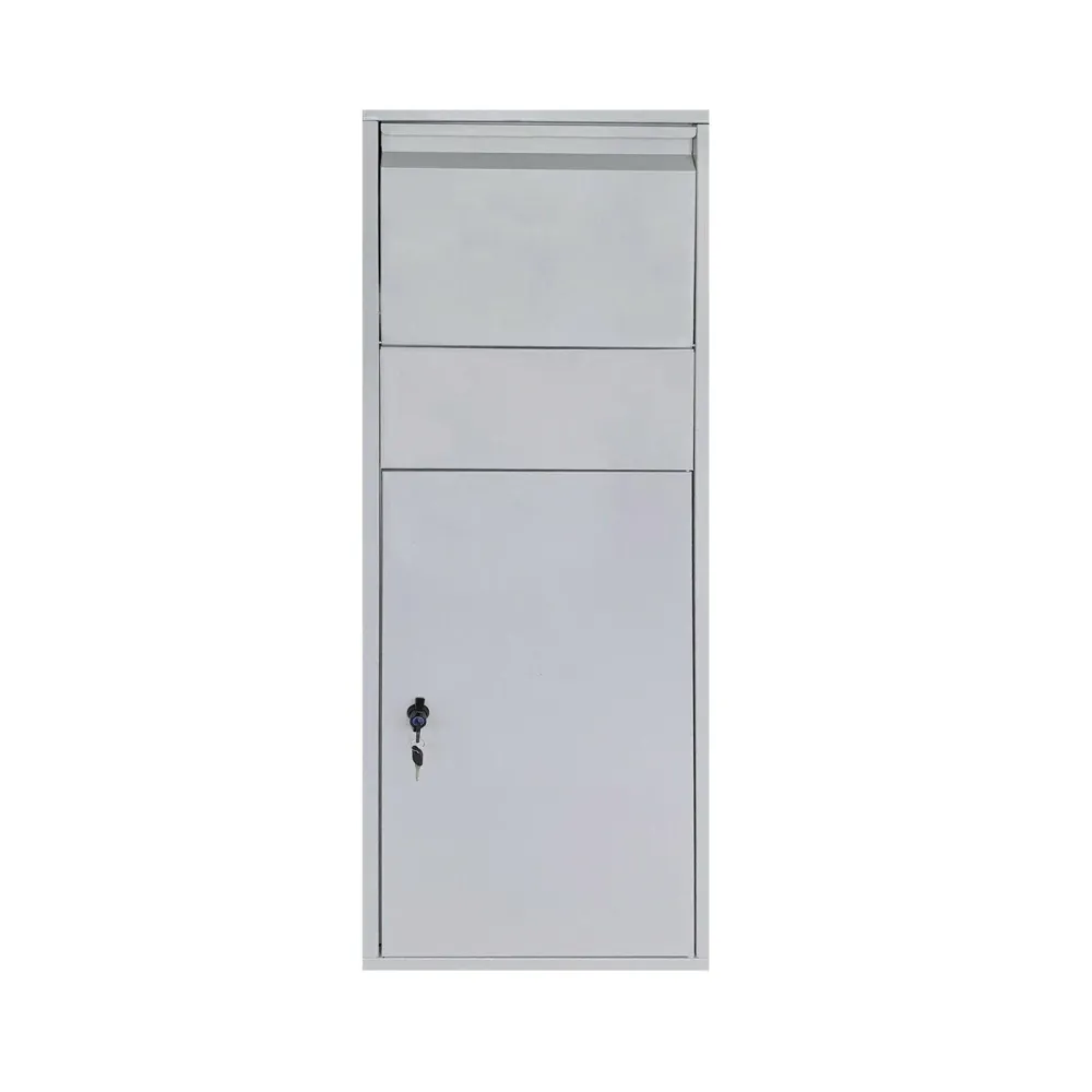 Boîte à colis boite aux lettres verrouillable sur pied courrier paquet 46 x 45 x 140 cm argentée 16_0000113