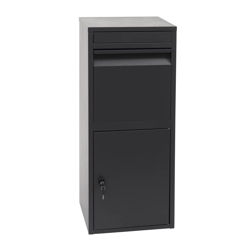 Boîte à colis paquet boîte aux lettres sur pieds 102x41x38 cm en acier inoxydable anthracite galvanisé 04_0001374