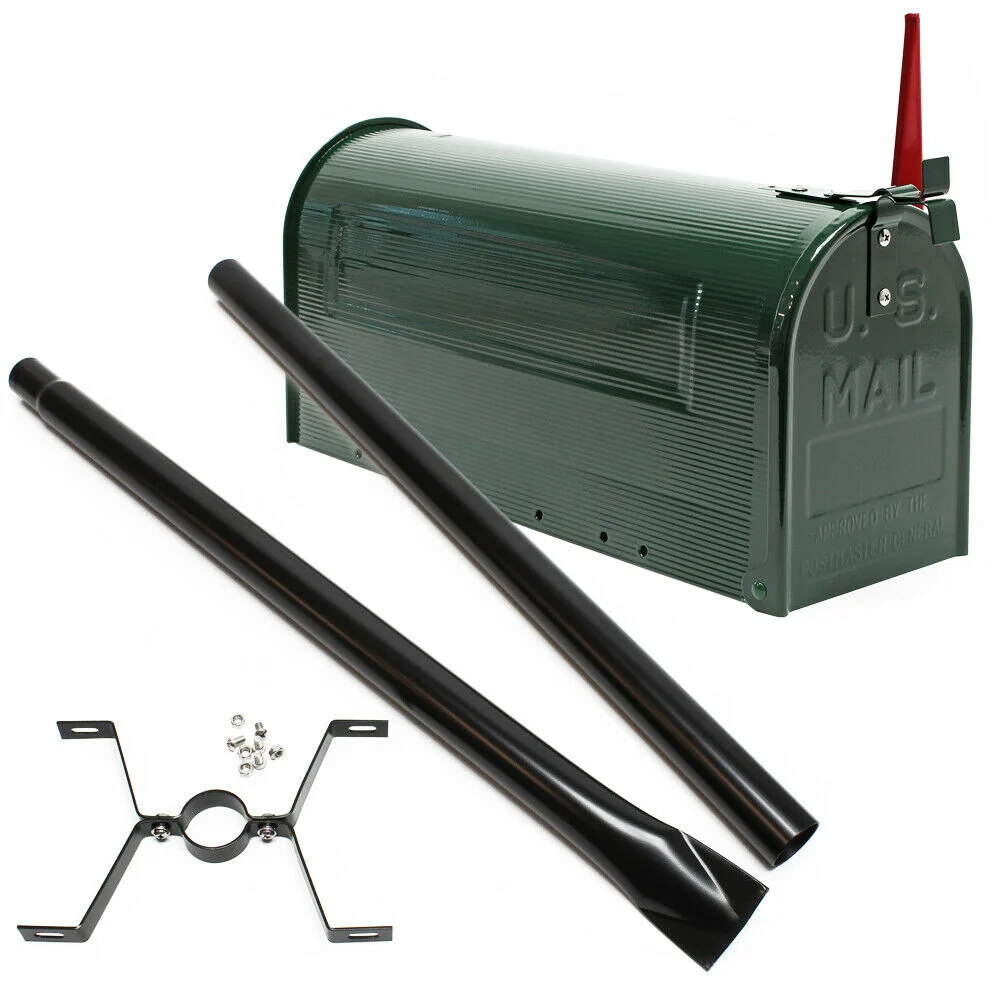 Us mailbox boite aux lettres design américain vert pied de support courrier 16_0000337