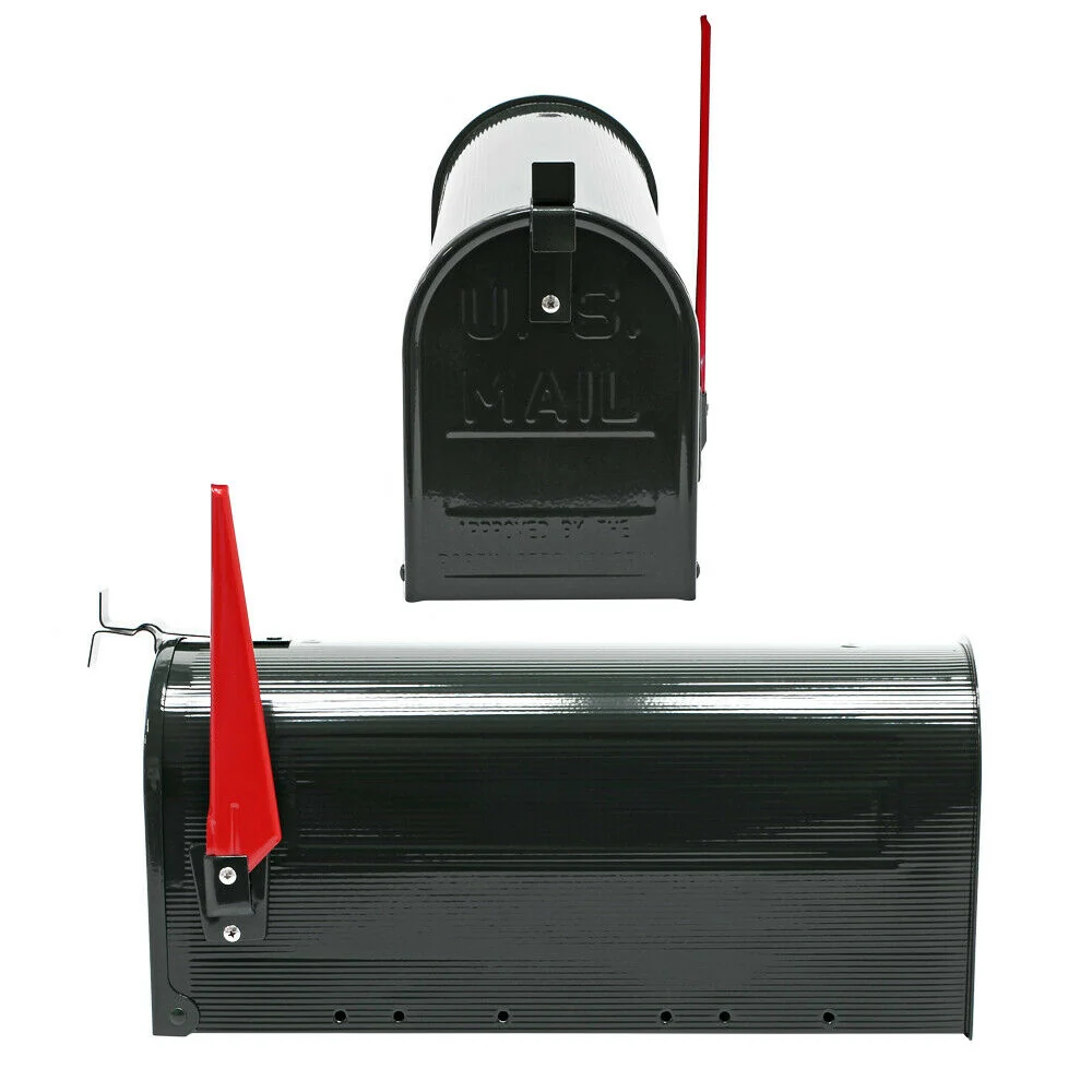 Us mailbox boite aux lettres design américain noir pied de support courrier 16_0000335