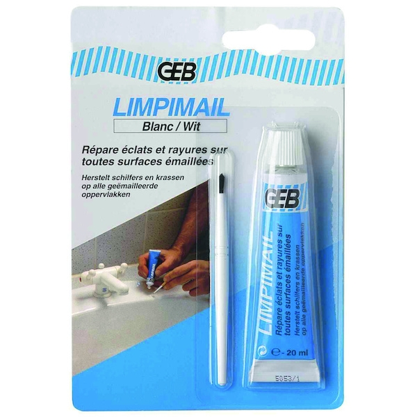 Pâte de réparation d'émail LIMPIMAIL - blanc - 20 mL - tube sous blister - GEB