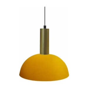Suspension tube doré bol jaune 110 cm.