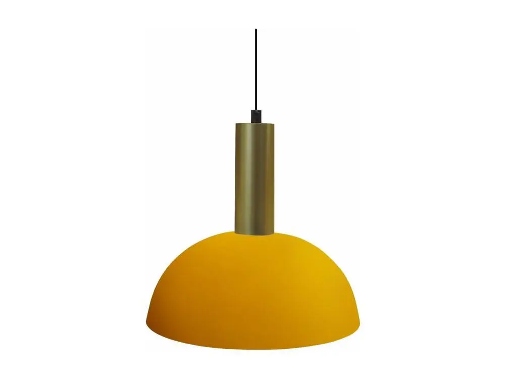 Suspension tube doré bol jaune 110 cm.