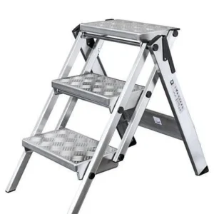 Escabeau en aluminium DENIOS 3 marches 274-487 obtenir à bas prix avec mécanisme basculant