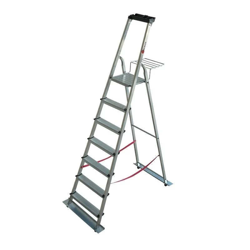 Escabeau ESCALUX V23507 Aluminium 7 marches H 3M86 avec tablette porte-outils Couleur Bleu marine