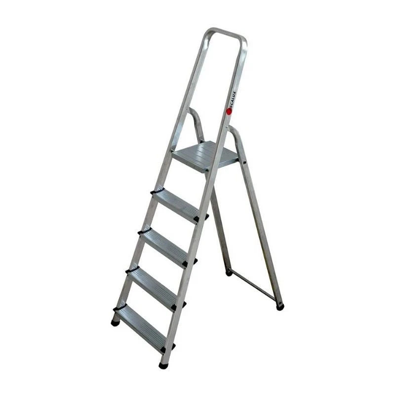 Escabeau ménager de sécurité ESCALUX V28140A Aluminium 5 marches H 2M98 pour 8 heures de travail