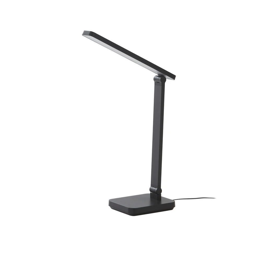 Lampe de bureau LED Lindby Rylas, noir, USB, CCT avec finition anti-poussière
