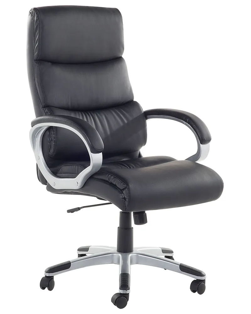 Chaise de bureau en cuir PU noir KING avec support lombaire