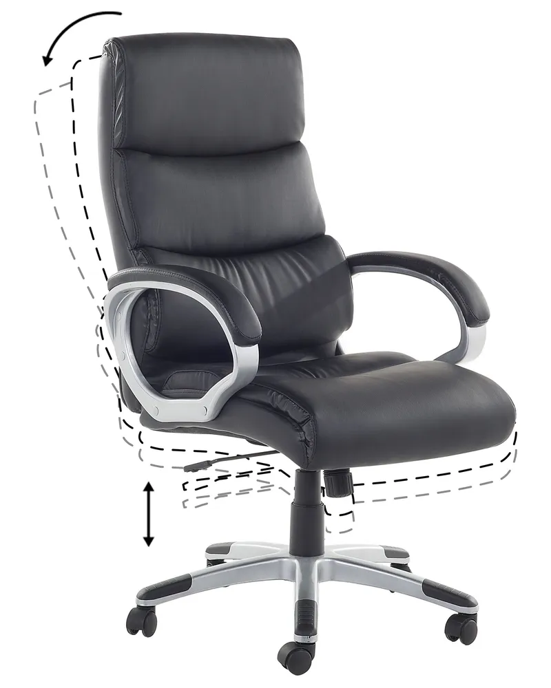 Chaise de bureau en cuir PU noir KING avec support lombaire