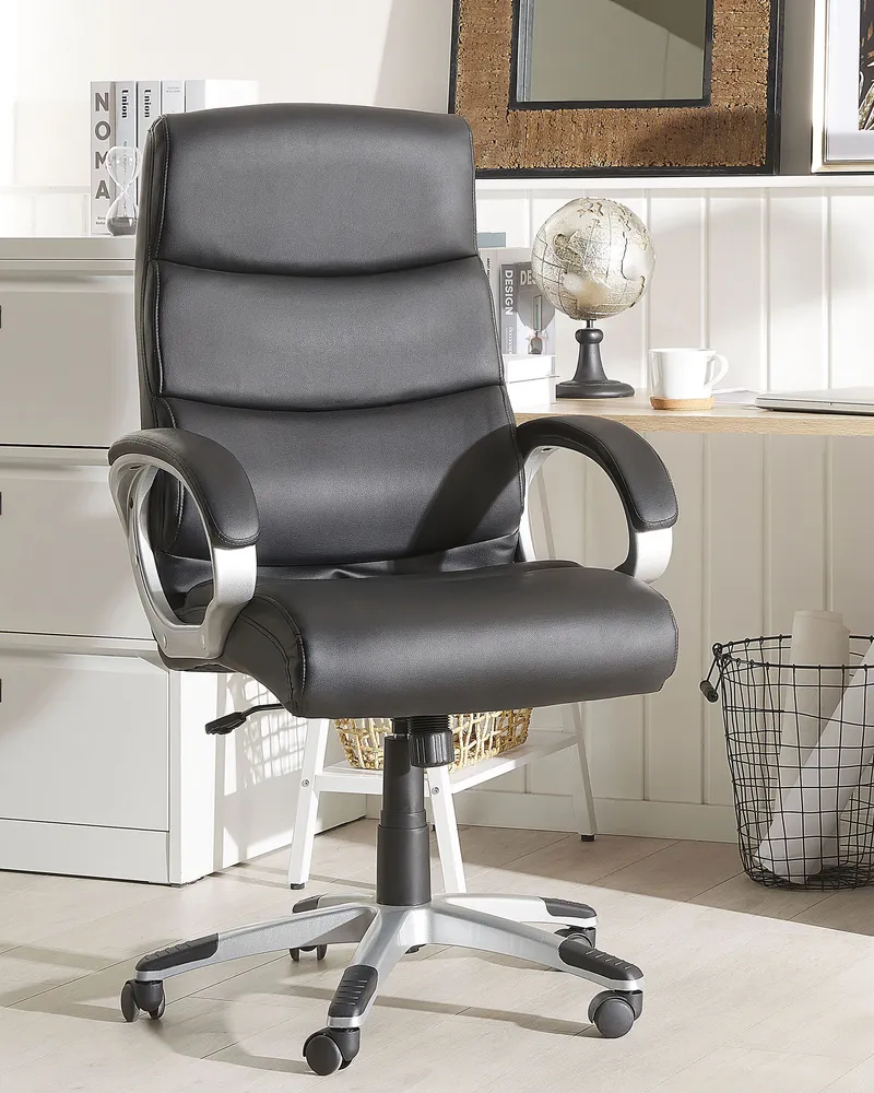 Chaise de bureau en cuir PU noir KING avec support lombaire