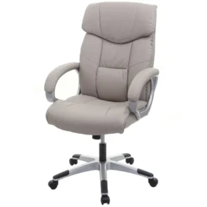 Chaise ergonomique Chaise de bureau HWC-A71, siège de direction pivotant, simili cuir - taupe-gris