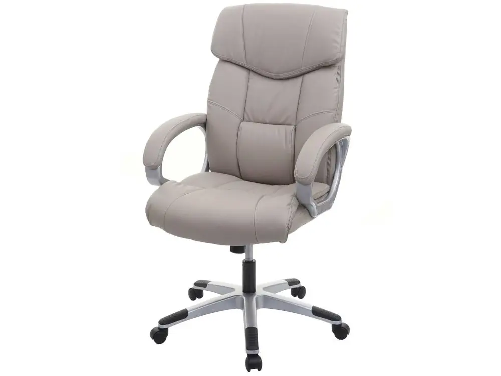 Chaise ergonomique Chaise de bureau HWC-A71, siège de direction pivotant, simili cuir - taupe-gris