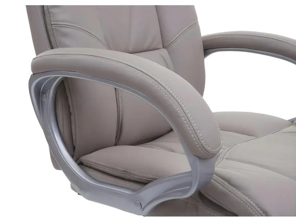 Chaise ergonomique Chaise de bureau HWC-A71, siège de direction pivotant, simili cuir - taupe-gris