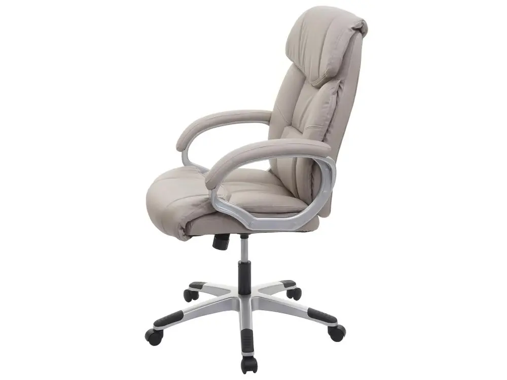Chaise ergonomique Chaise de bureau HWC-A71, siège de direction pivotant, simili cuir - taupe-gris