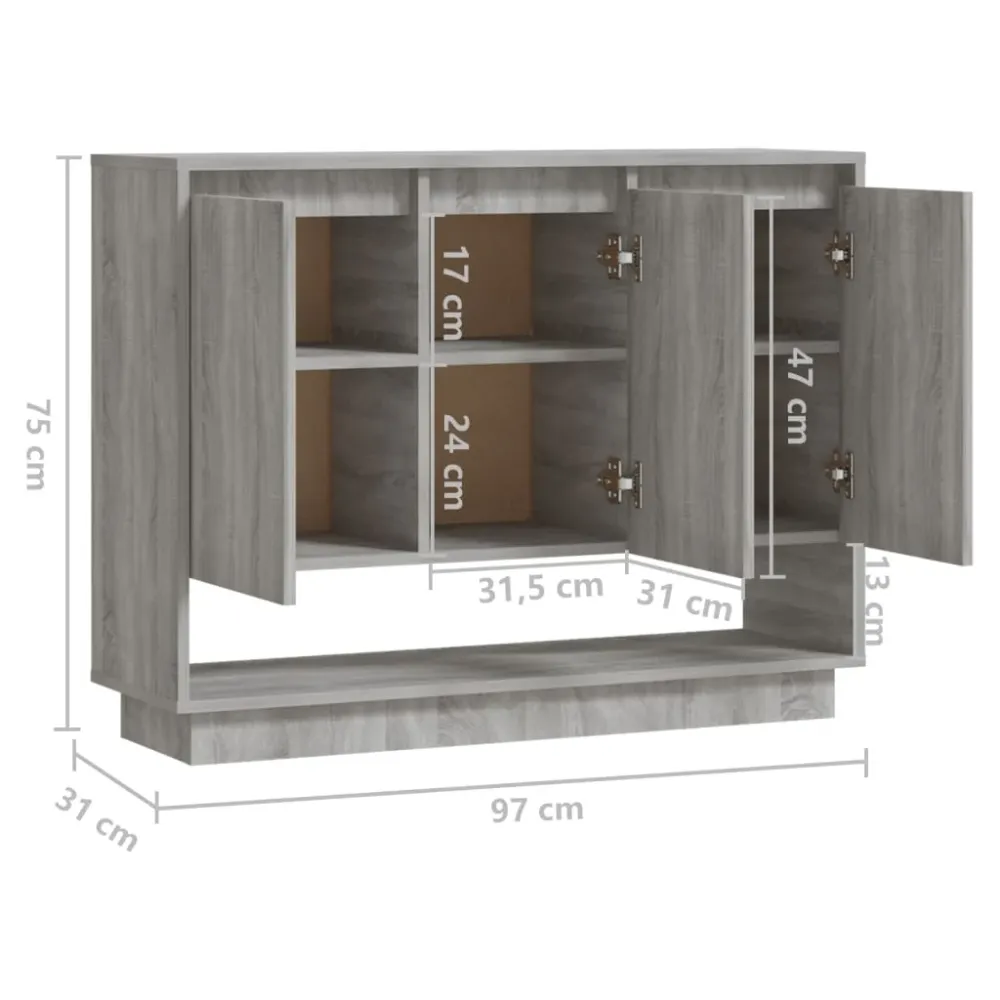Buffet bahut commode armoire meuble de rangement organisateur cuisine salle de séjour salon sonoma 97 x 31 x 75 cm bois d'...