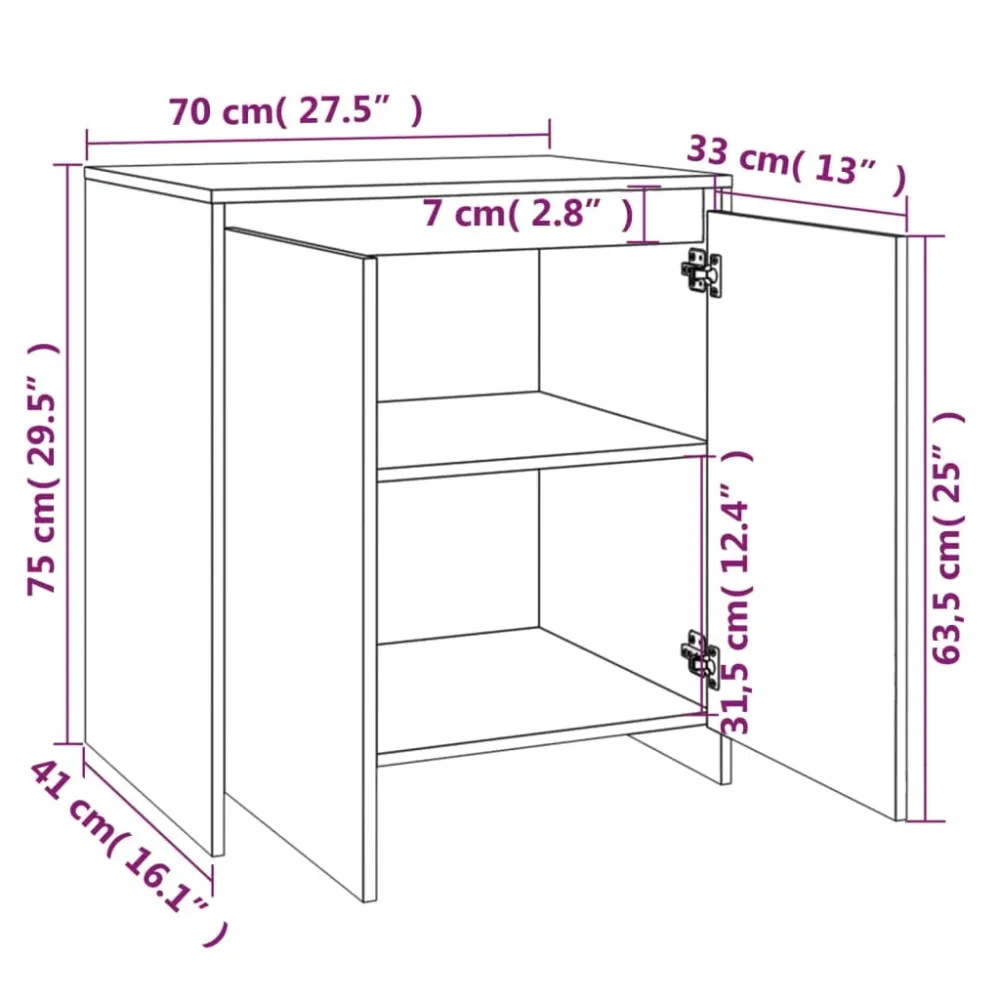 Buffet bahut commode armoire meuble de rangement organisateur cuisine salle de séjour salon sonoma 70 x 41 x 75 cm bois d'...