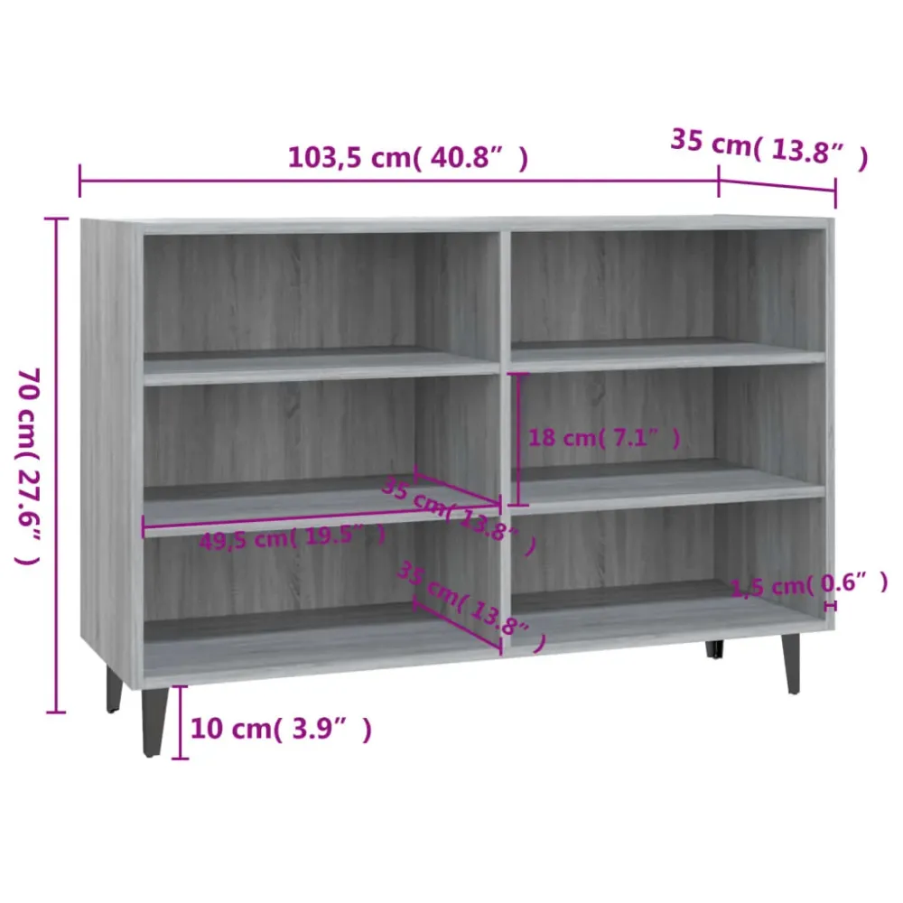 Buffet bahut commode armoire meuble de rangement organisateur cuisine salle de séjour salonsonoma 103,5 x 35 x 70 cm bois...