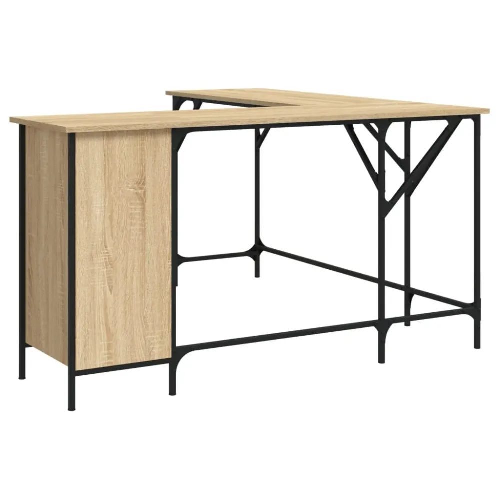 Bureau table poste de travail meuble d'ordinateur informatique étude chêne sonoma 141 x 141 x 75 cm bois d'ingénierie brun...