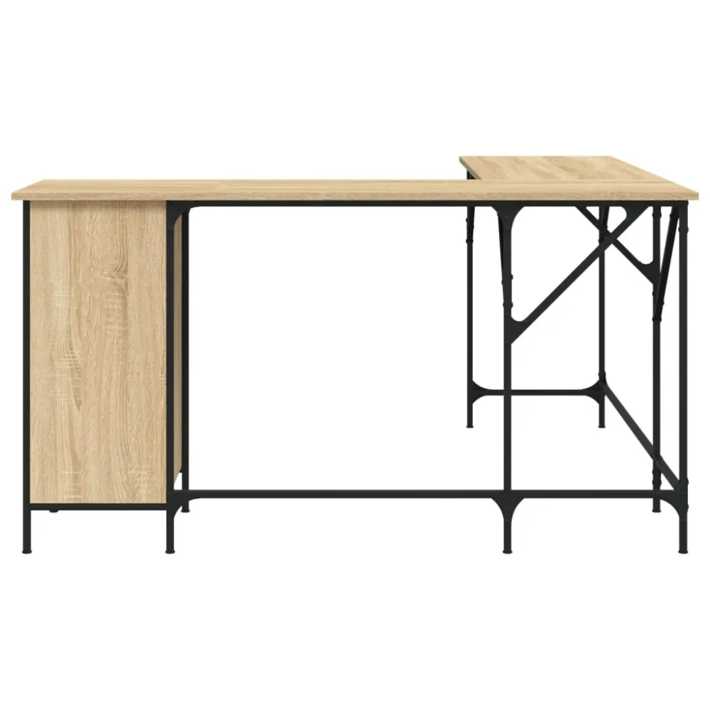 Bureau table poste de travail meuble d'ordinateur informatique étude chêne sonoma 141 x 141 x 75 cm bois d'ingénierie brun...