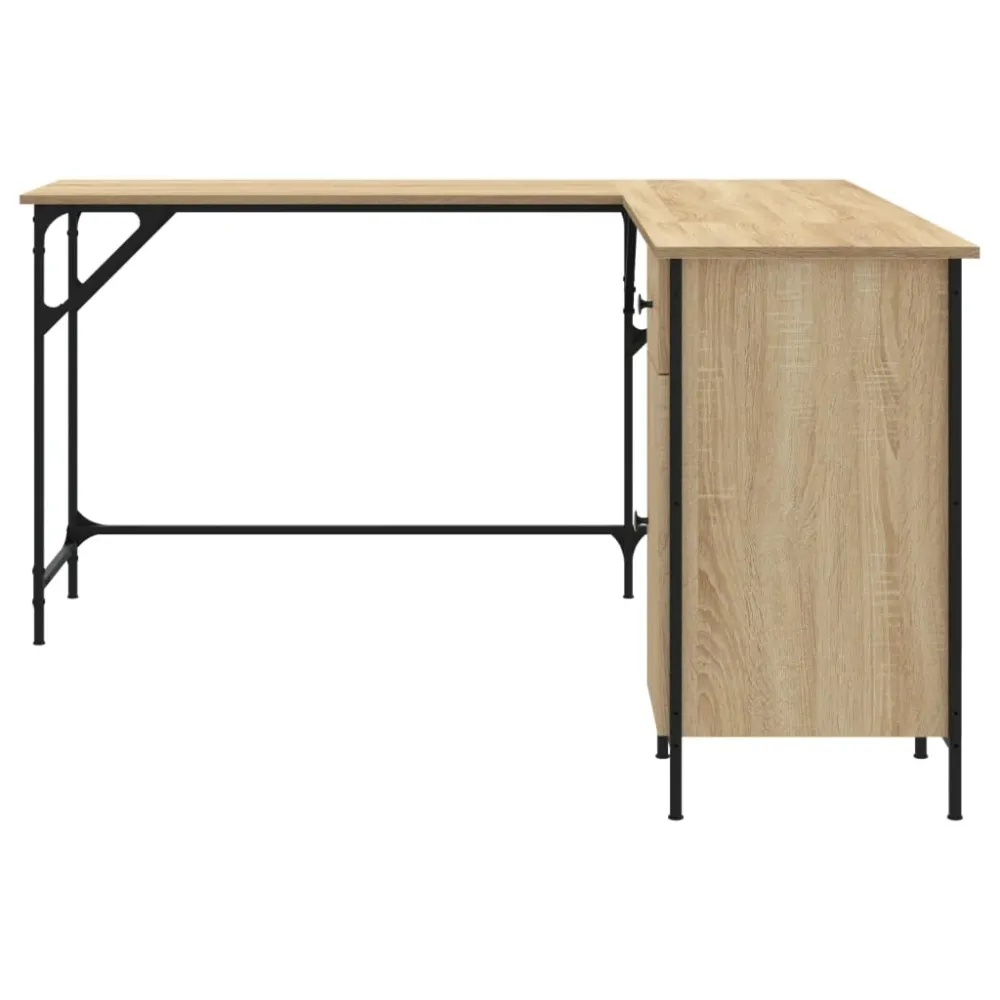 Bureau table poste de travail meuble d'ordinateur informatique étude chêne sonoma 141 x 141 x 75 cm bois d'ingénierie brun...