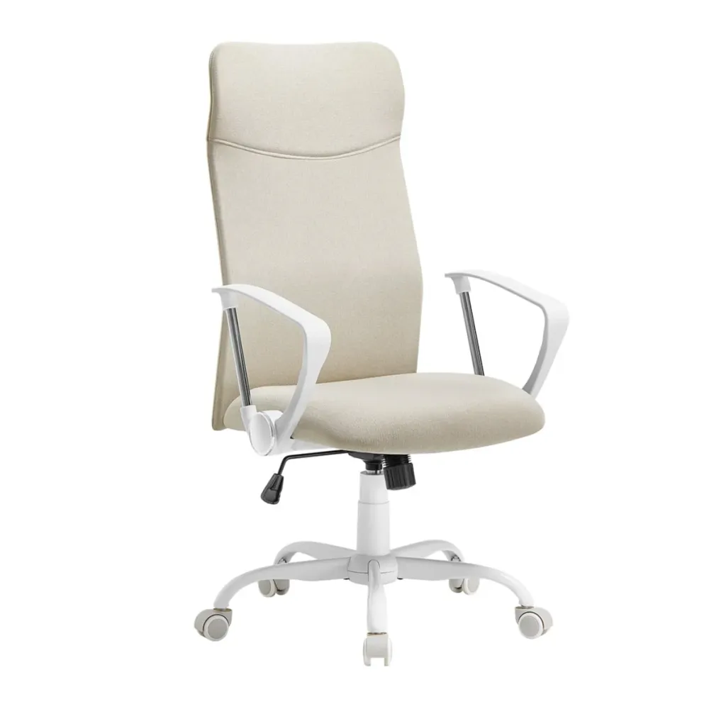 Fauteuil de bureau chaise ergonomique siège rembourré pivotant en tissu hauteur réglable mécanisme basculent charge 120 kg...