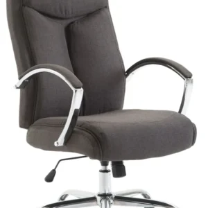 Fauteuil de bureau XL mécanisme d'inclinaison pivotant en tissu gris noir et métal chromé 10_0002708