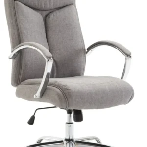 Fauteuil de bureau XL mécanisme d'inclinaison pivotant en tissu gris et métal chromé 10_0002709