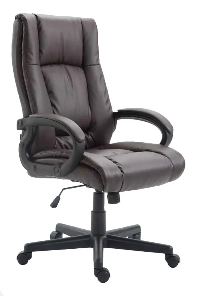 Fauteuil de bureau XL sur roulettes avec accoudoirs mécanisme d'inclinaison plastique VINYLE marron 10_0002716