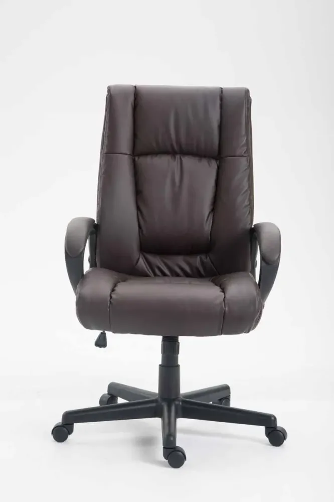 Fauteuil de bureau XL sur roulettes avec accoudoirs mécanisme d'inclinaison plastique VINYLE marron 10_0002716