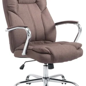 Fauteuil de bureau sur roulettes largeur d'assise XXL en tissu marron et métal chromé 10_0007060