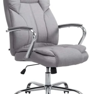 Fauteuil de bureau sur roulettes largeur d'assise XXL en tissu gris et métal chromé 10_0006971