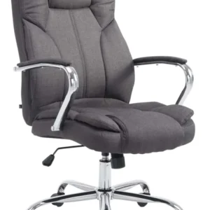 Fauteuil de bureau sur roulettes largeur d'assise XXL en tissu gris profond et métal chromé 10_0006961