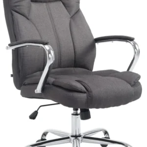 Fauteuil de bureau sur roulettes largeur d'assise XXL en tissu gris ténébreux et métal chromé 10_0006960