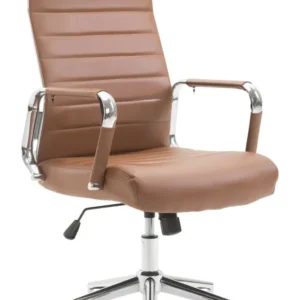 Fauteuil de bureau en synthétique marron avec assise rembourrée pivotant BUR10242