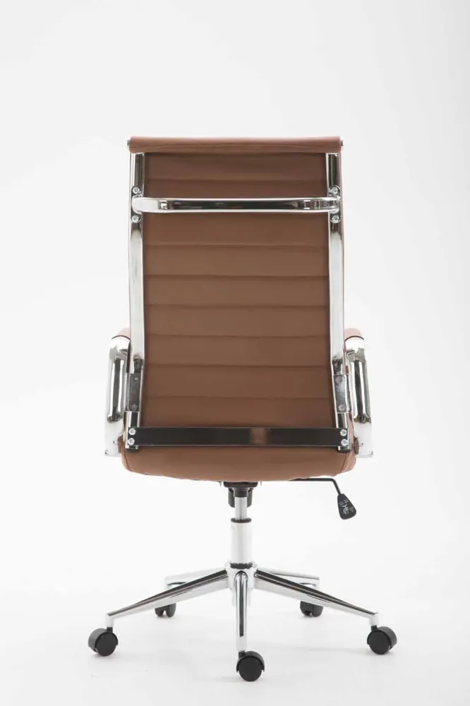 Fauteuil de bureau en synthétique marron avec assise rembourrée pivotant BUR10242