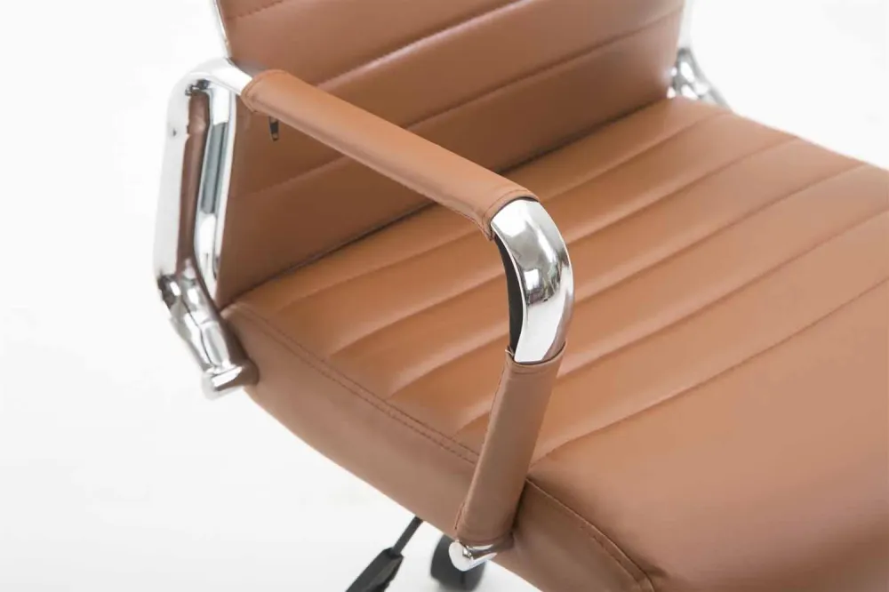 Fauteuil de bureau en synthétique marron avec assise rembourrée pivotant BUR10242