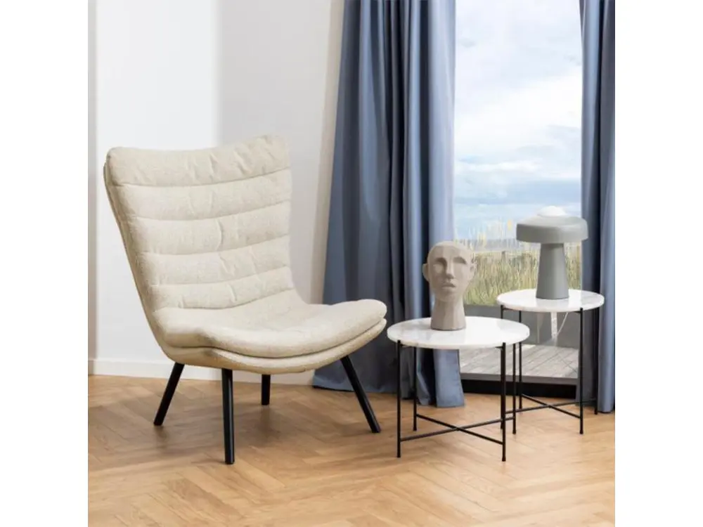 Fauteuil design haut dossier en tissu écru GRAFITI