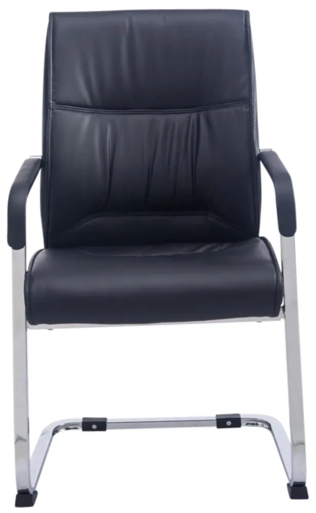 Lot de 2 fauteuils de bureau sans roulettes XXL jusqu'à 260 kg en VINYLE noir et métal chromé 10_0006974