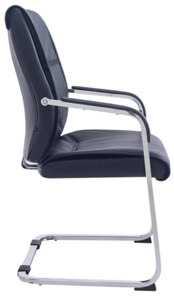 Lot de 2 fauteuils de bureau sans roulettes XXL jusqu'à 260 kg en VINYLE noir et métal chromé 10_0006974