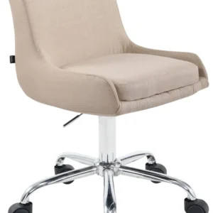 Siège de travail récent en tissu crème – Dossier incurvé enveloppant assise ergonomique et piètement à roulettes 10_0007055