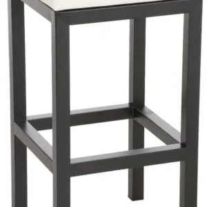 Tabouret de bar x1 avec repose-pieds design dépouillé hauteur d'assise 85 cm en PVC crème et support en métal noir 10_0005411